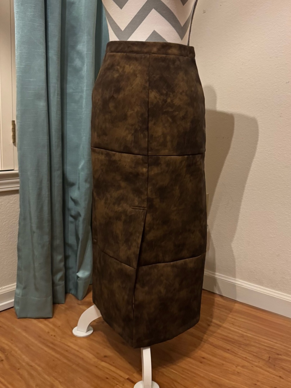 Vici Brown Faux-Leather Maxi Panel Skirt